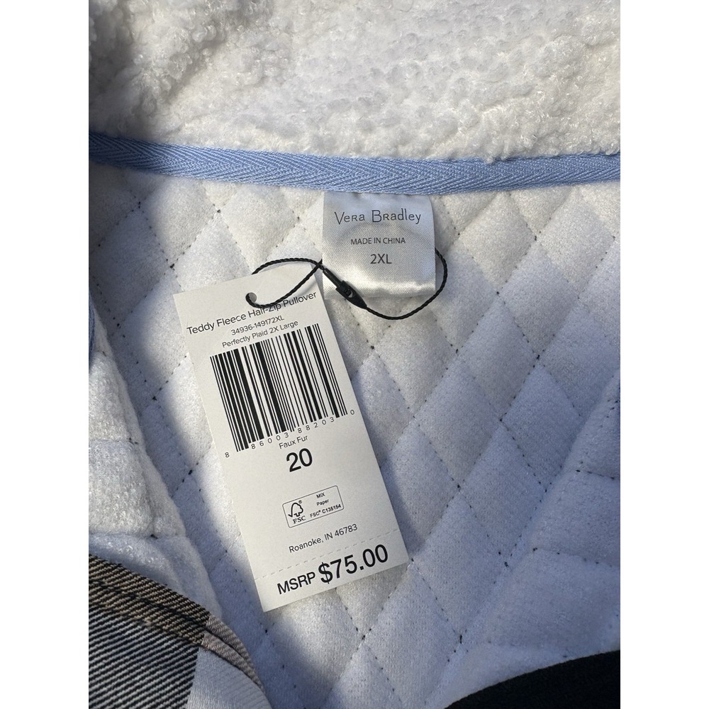 New Vera Bradley Women's 2XL Teddy Sherpa Fleece Half Zip Pullover Sweatshirt - Picture 3 of 8